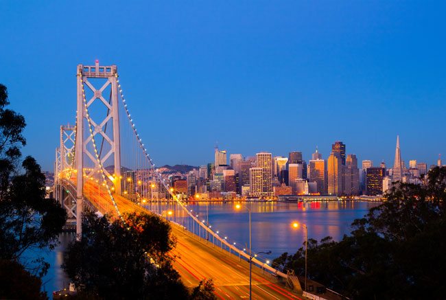 San Francisco Bay Bridge looking towards downtown San Francisco